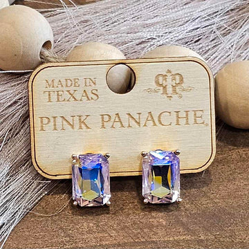 PP Gold Pale Pink Rectangle Studs