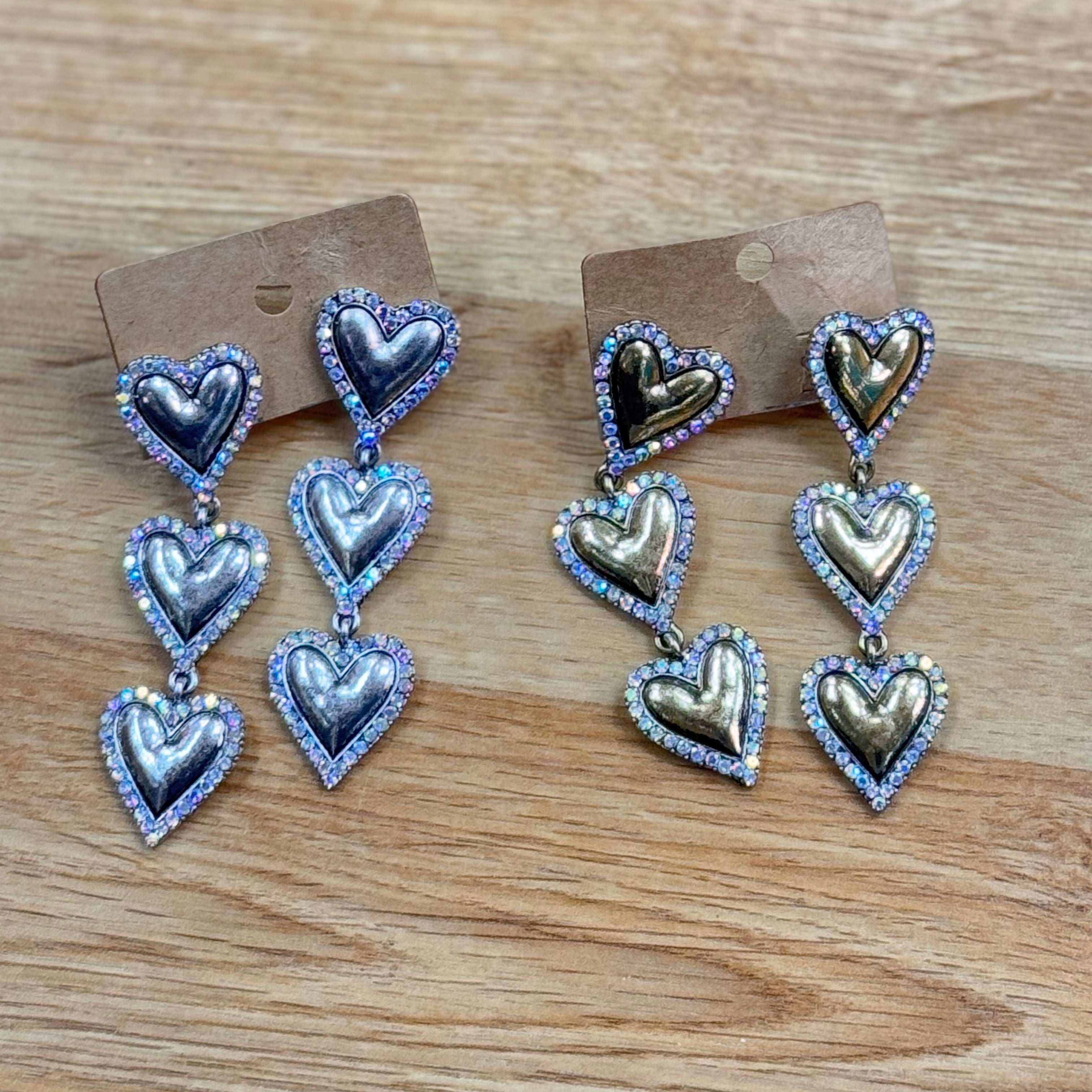 ATG triple heart earrings