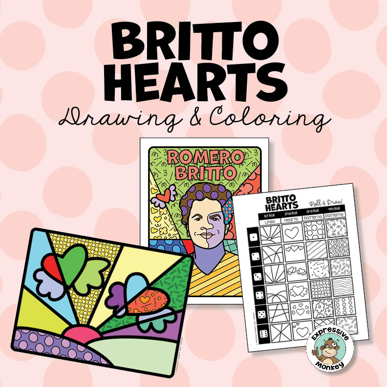 Download Romero Britto Valentine Heart Art Activity Expressive Monkey