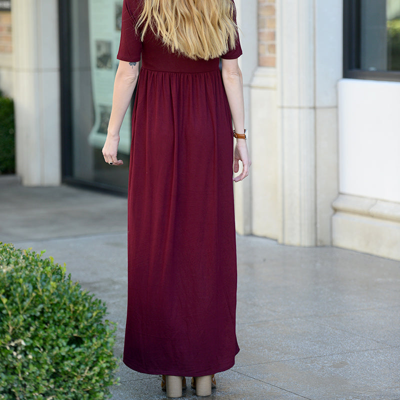 half sleeve sleeve maxi dress