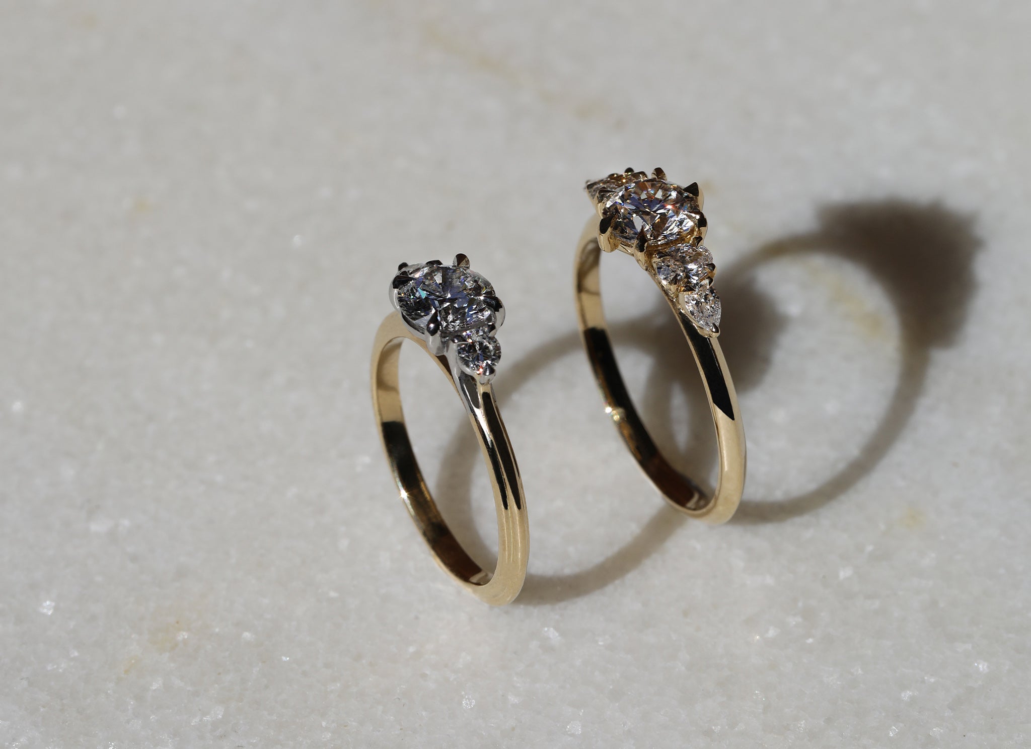 Bespoke diamond engagement rings designed and made by East London jeweller Rachel Boston, who specialises in custom wedding and engagement ring design, bespoke ceremony and fine jewellery.