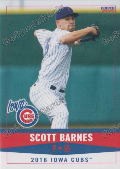 2016 Iowa Cubs Scott Barnes Go Sports Cards