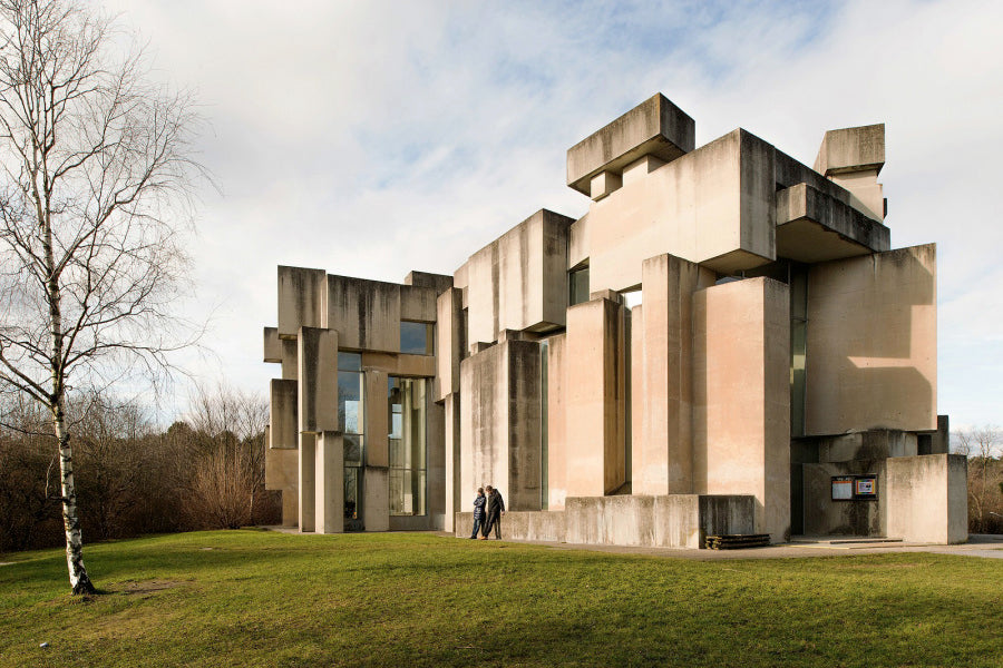 large building with grass