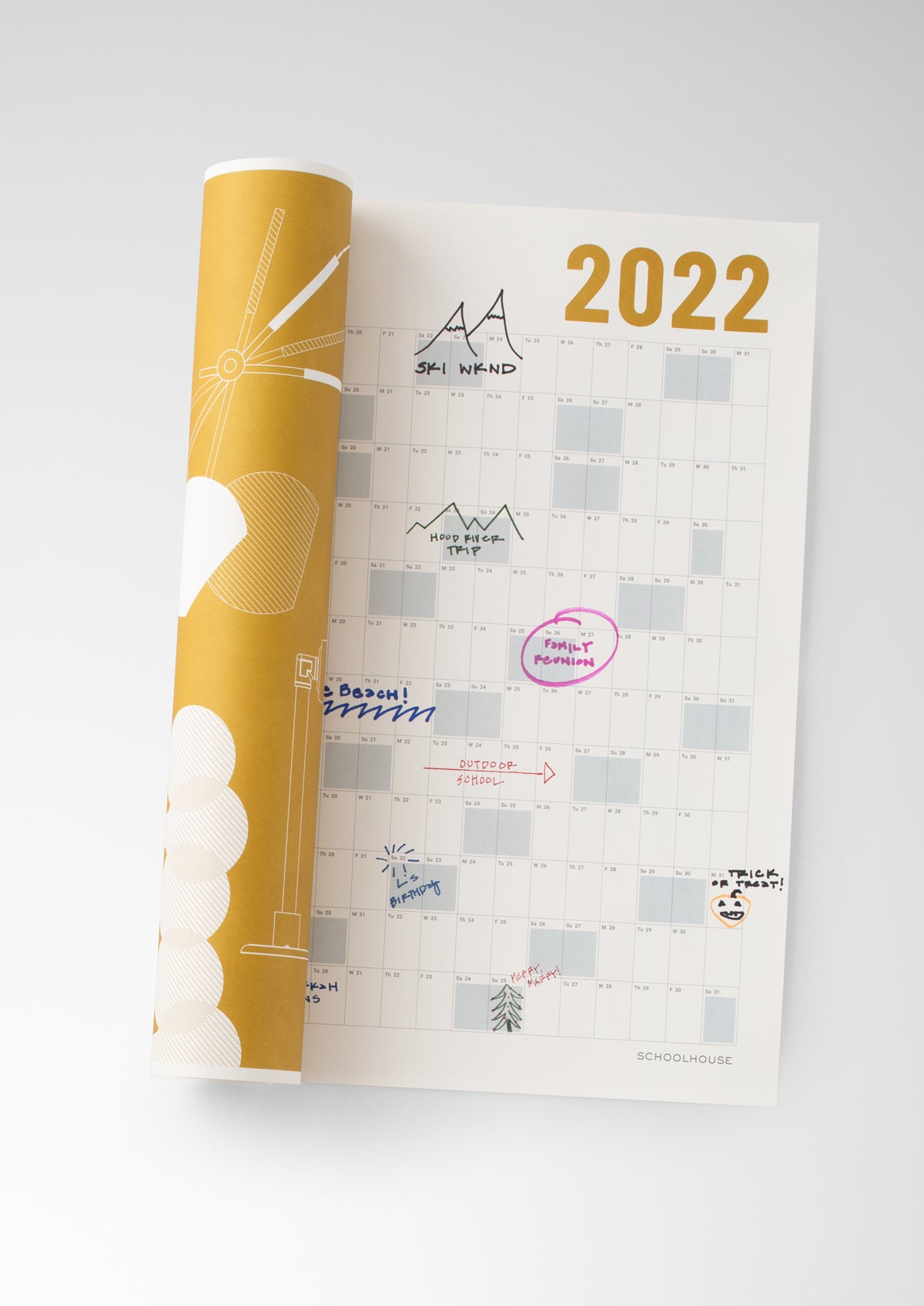 yellow 2022 calendar