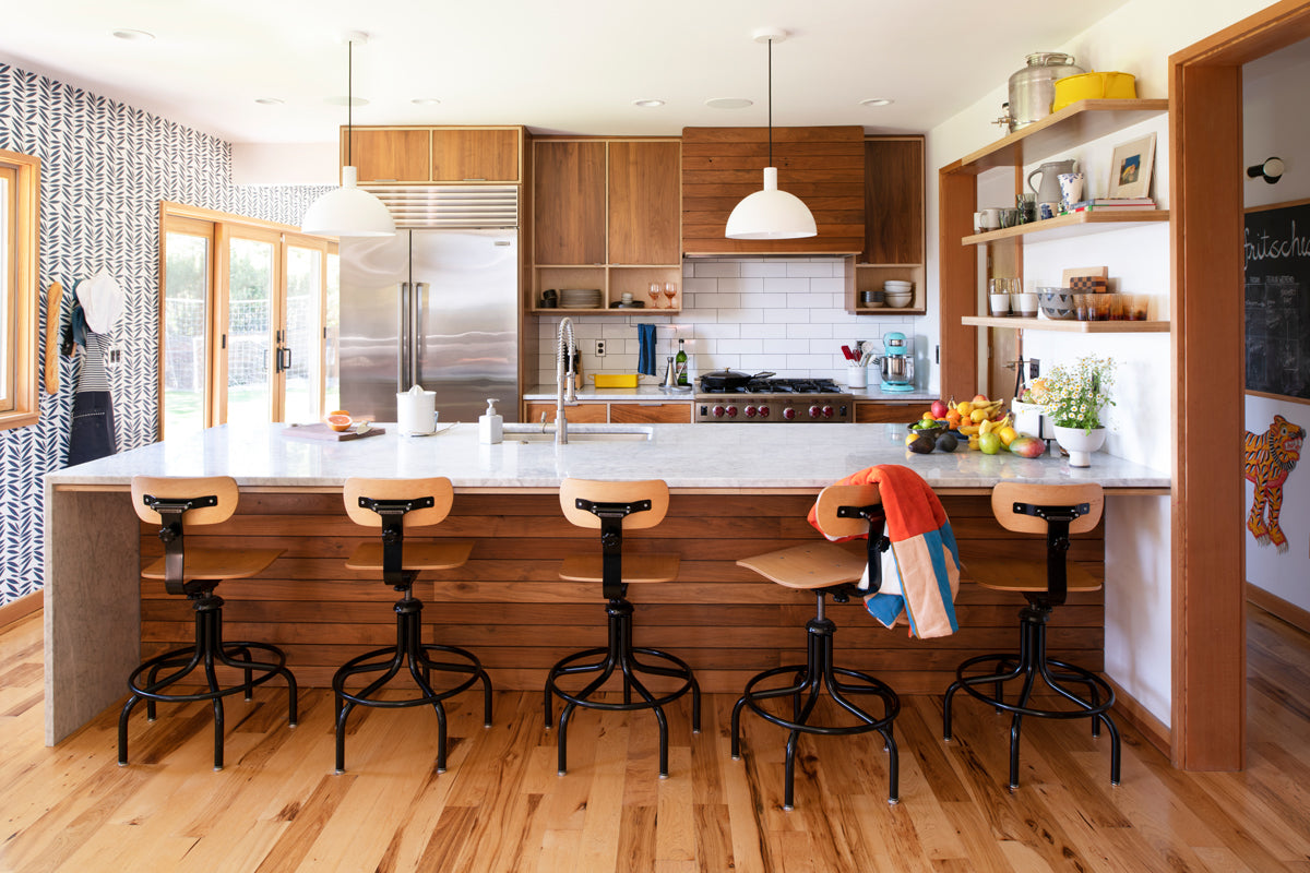 kitchen with stools