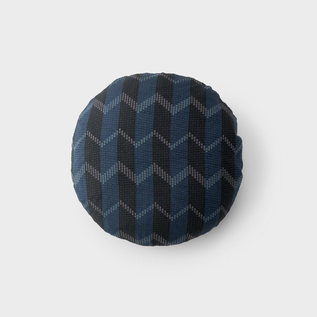 blue and black round pillow