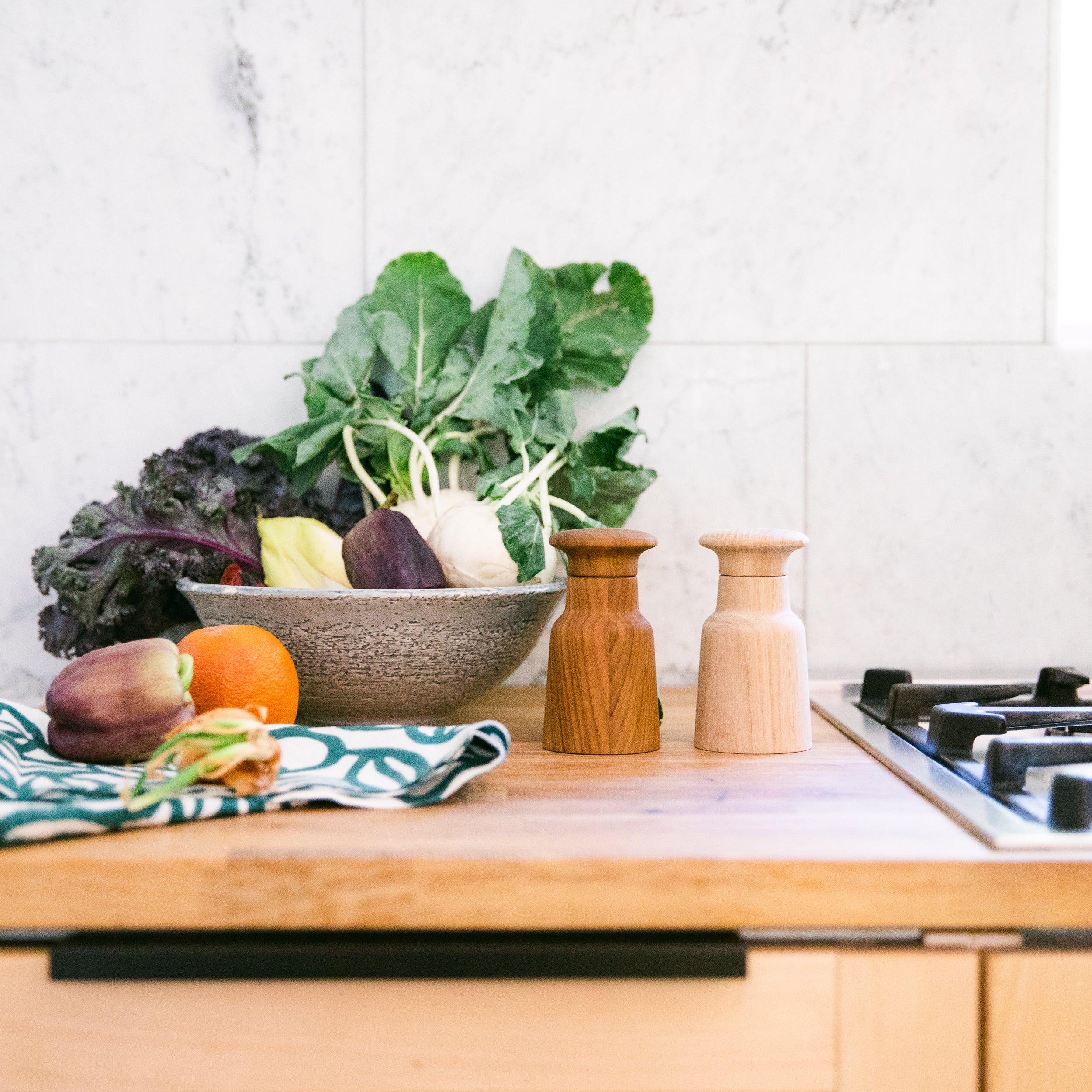 bowl of vegetables on a kitchen counter