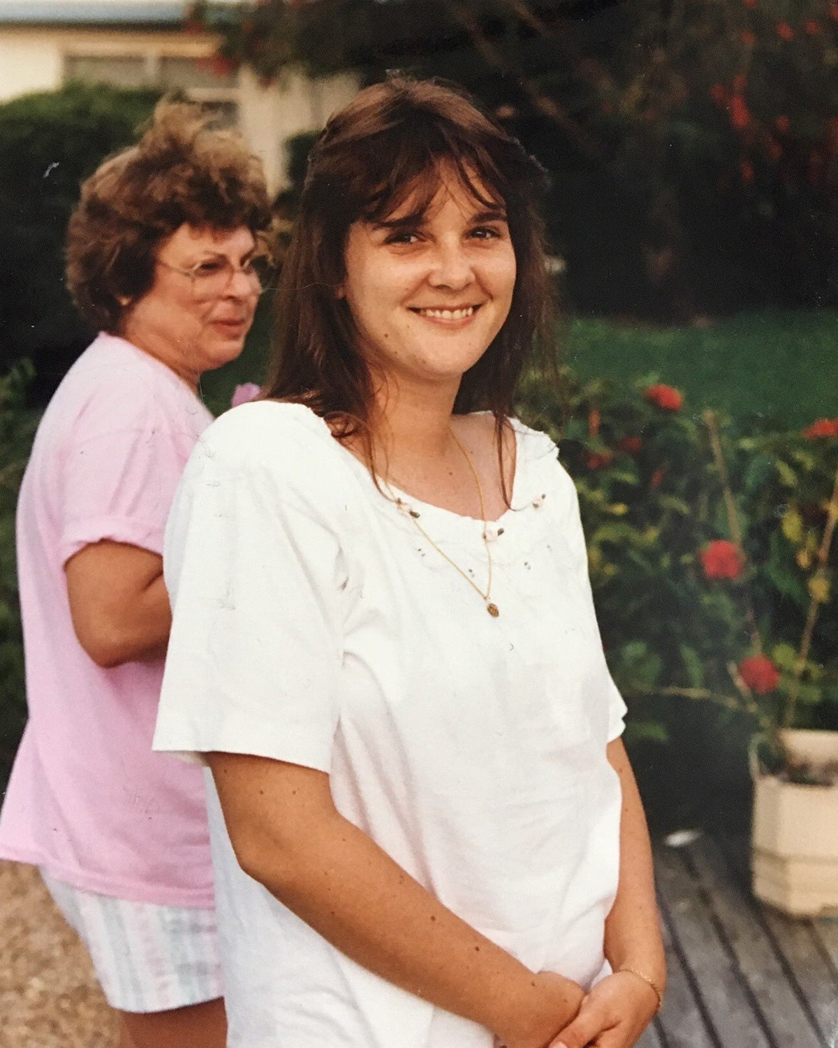 two women smiling