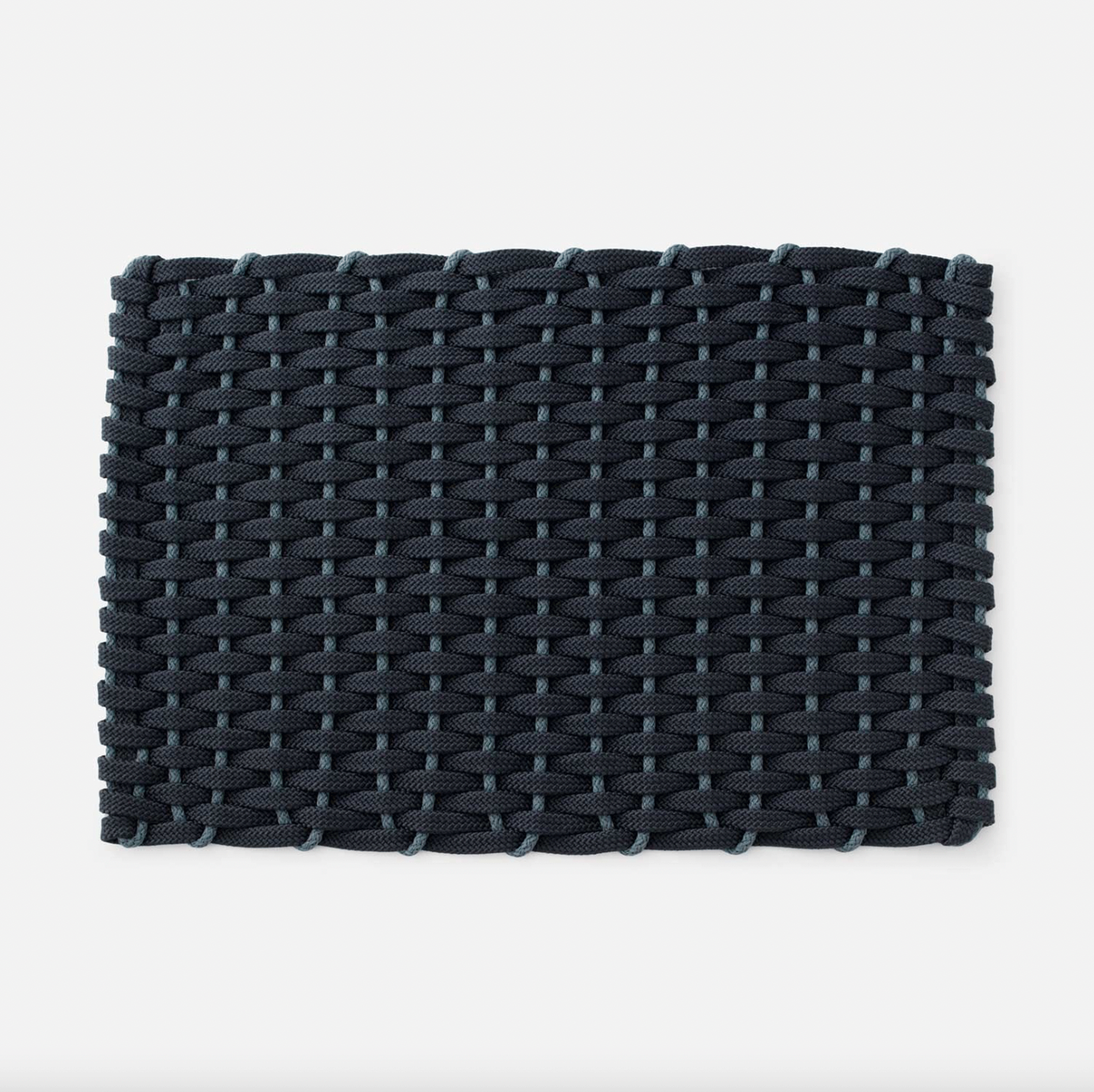 A navy braided door mat