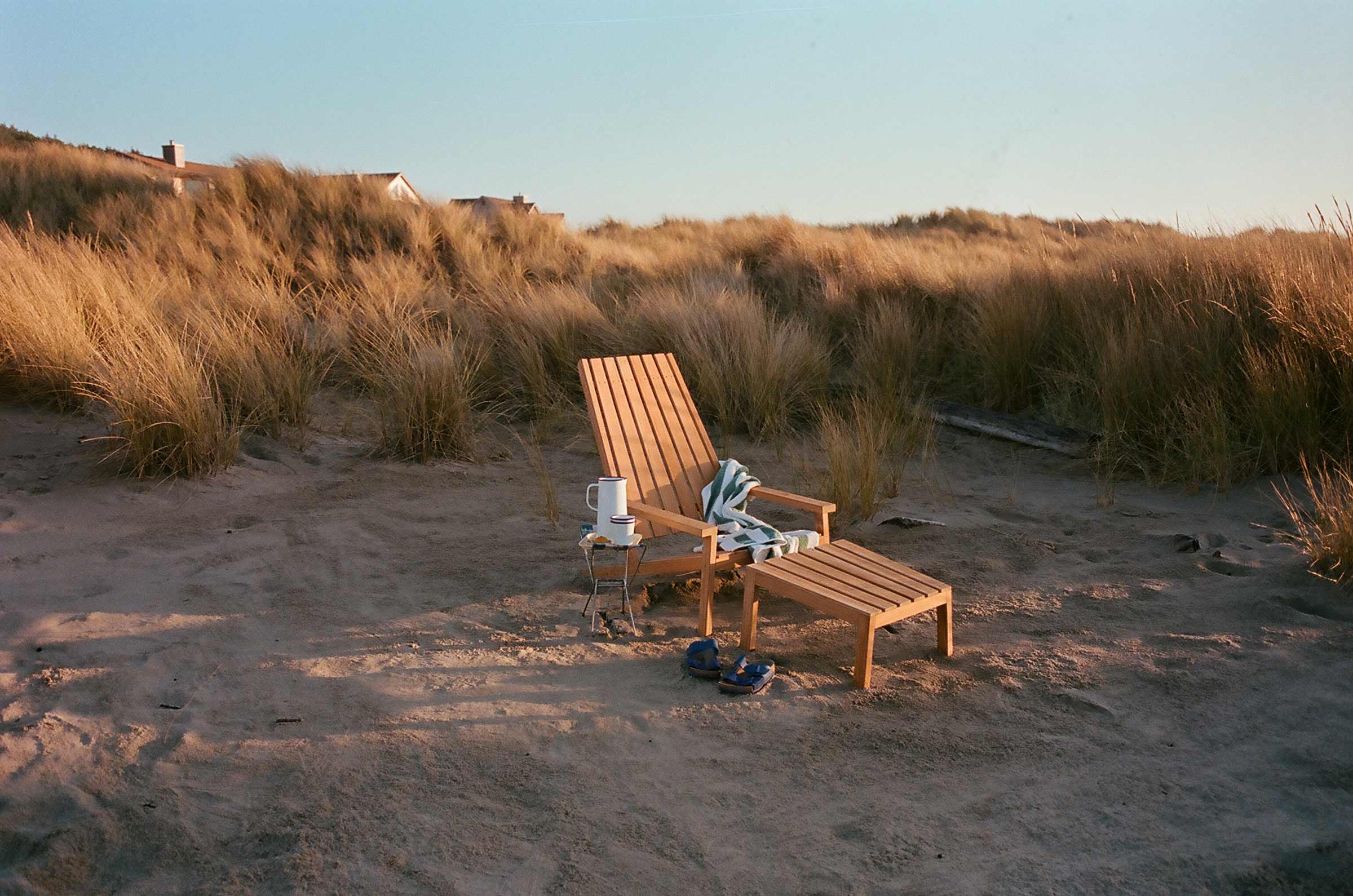 An outdoor chair on the beach.