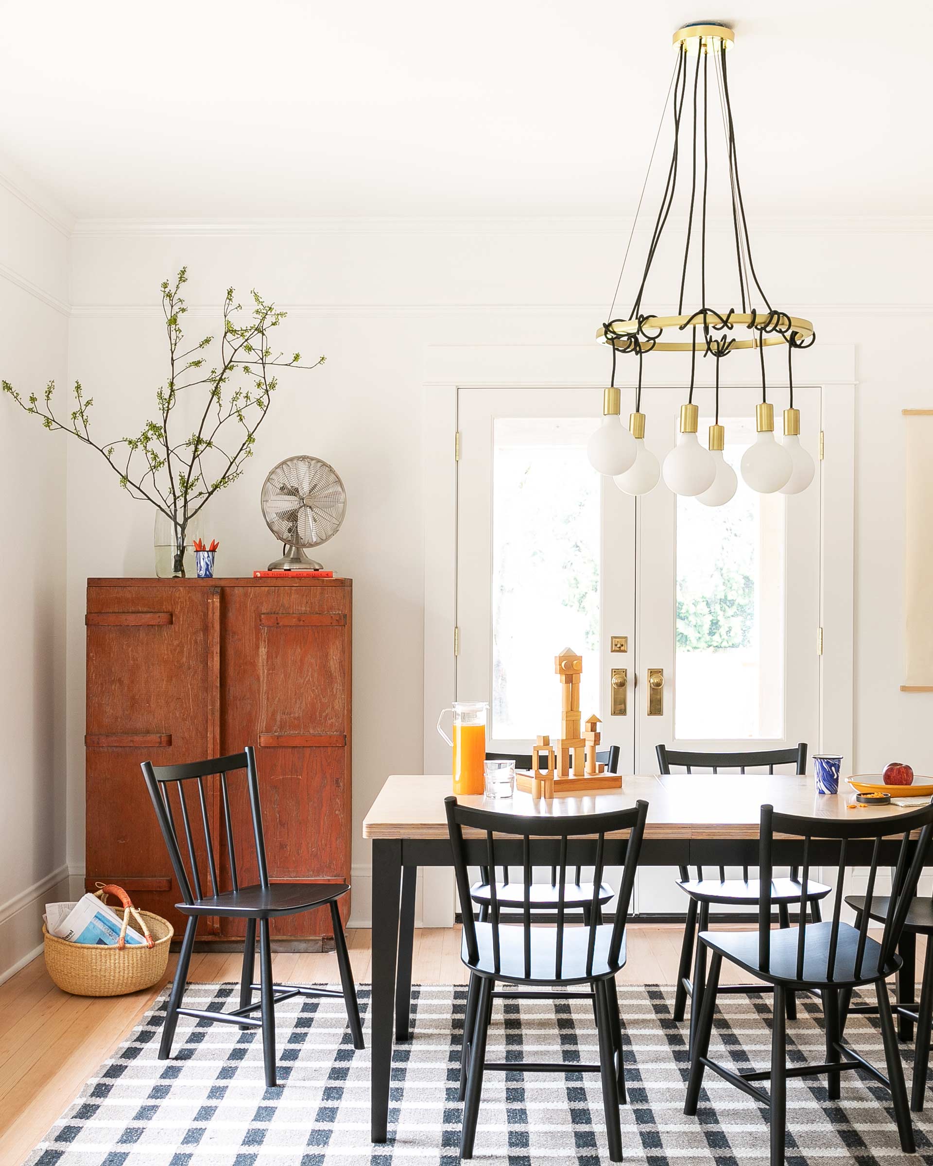 Dining room with a rug