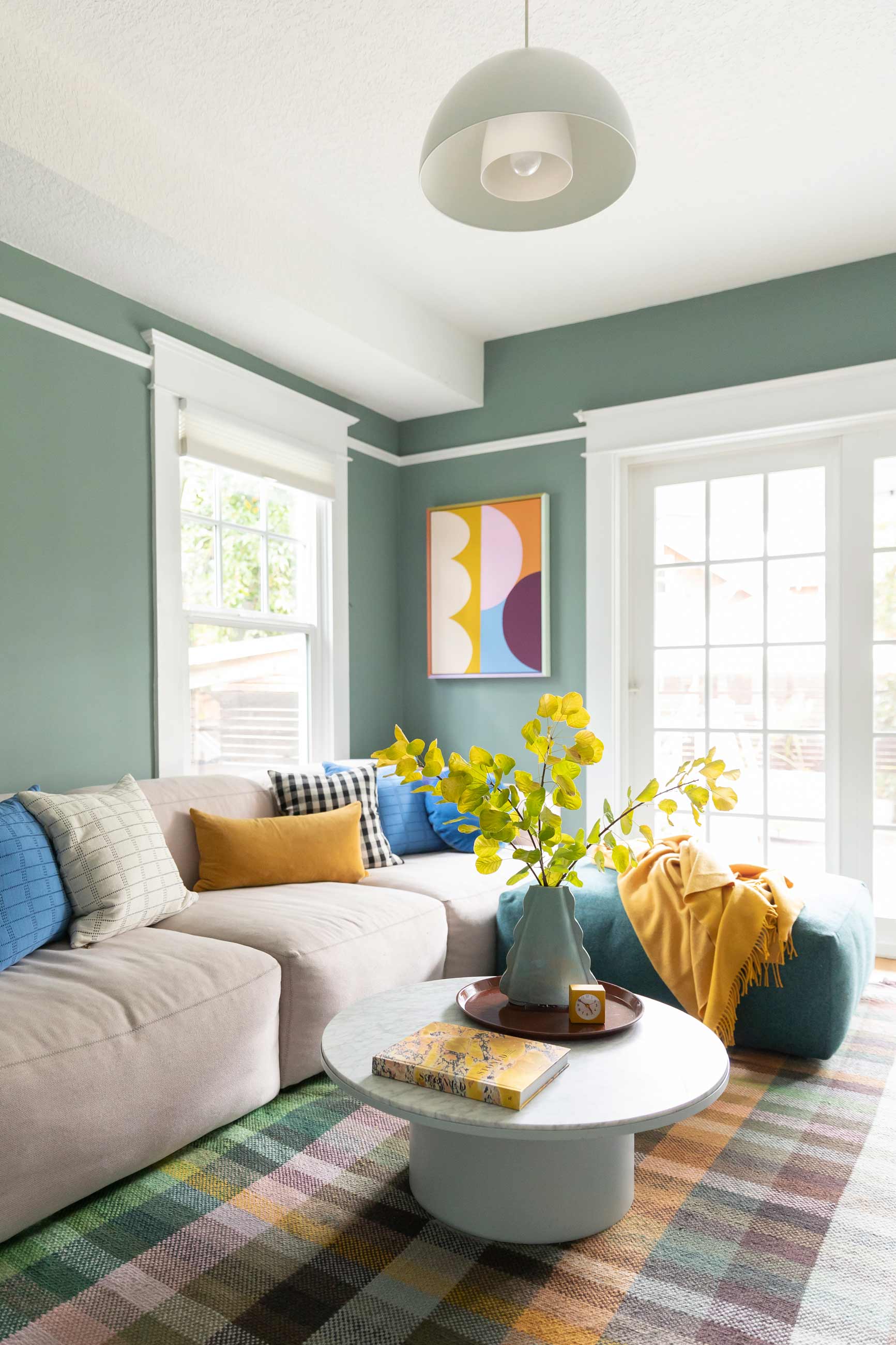 Cozy couch in living room.