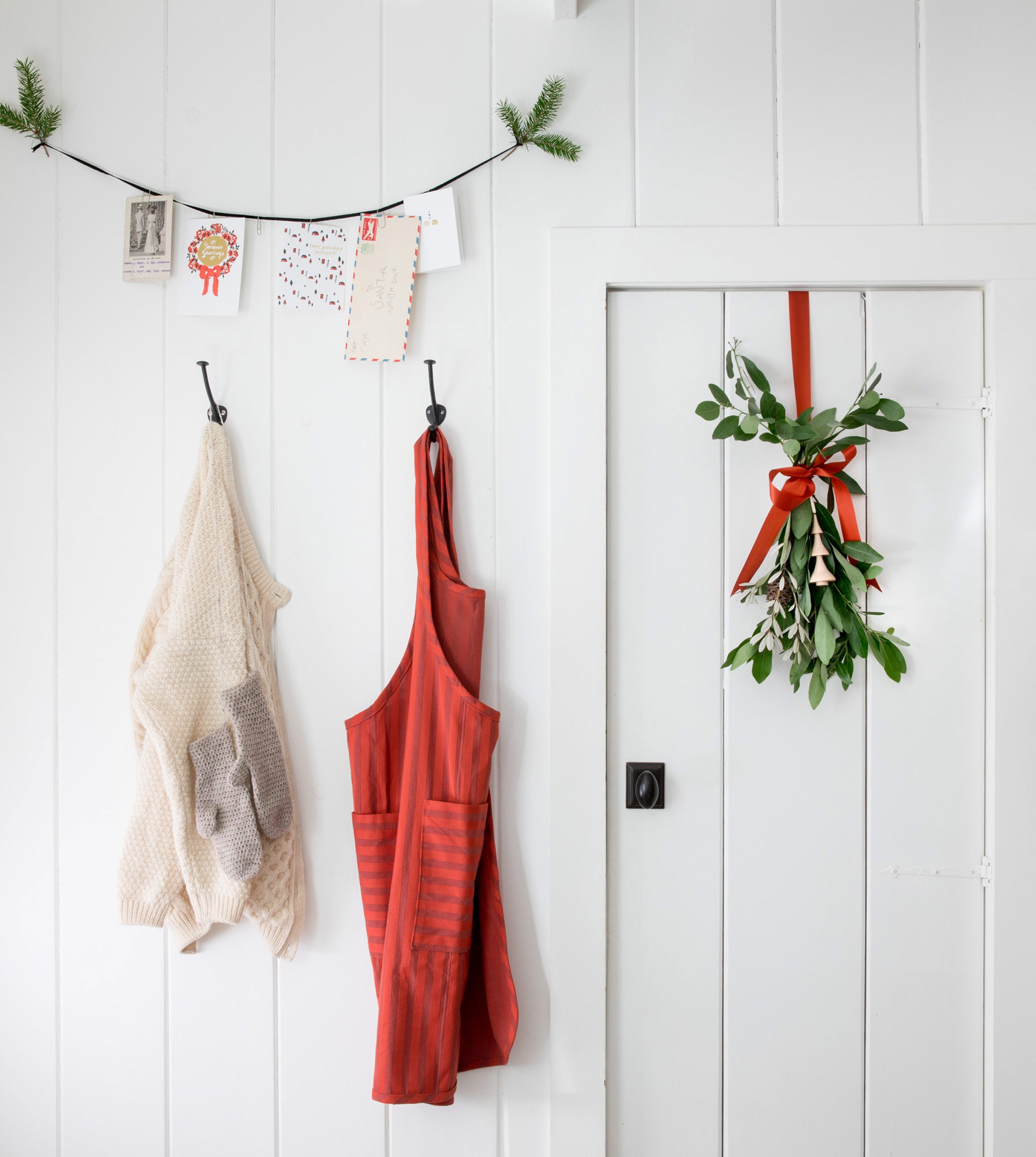 Entryway with holiday decor.