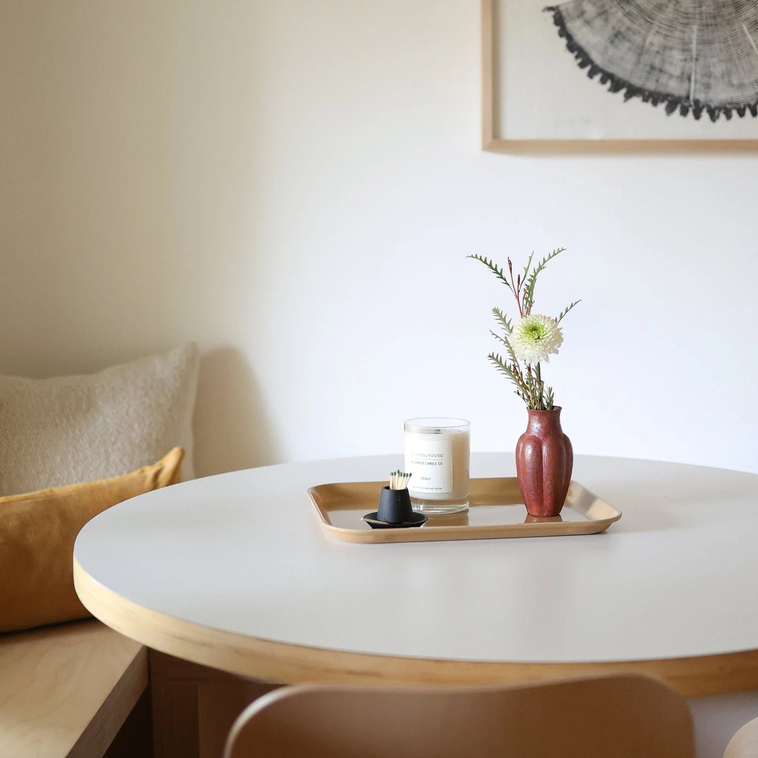 The everyday tray on a table.