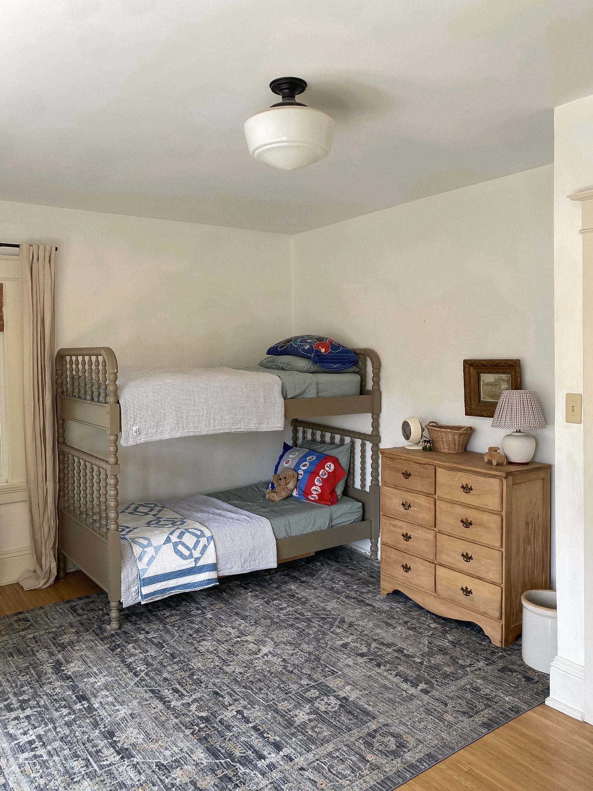 Bunk beds in a kids bedroom. 