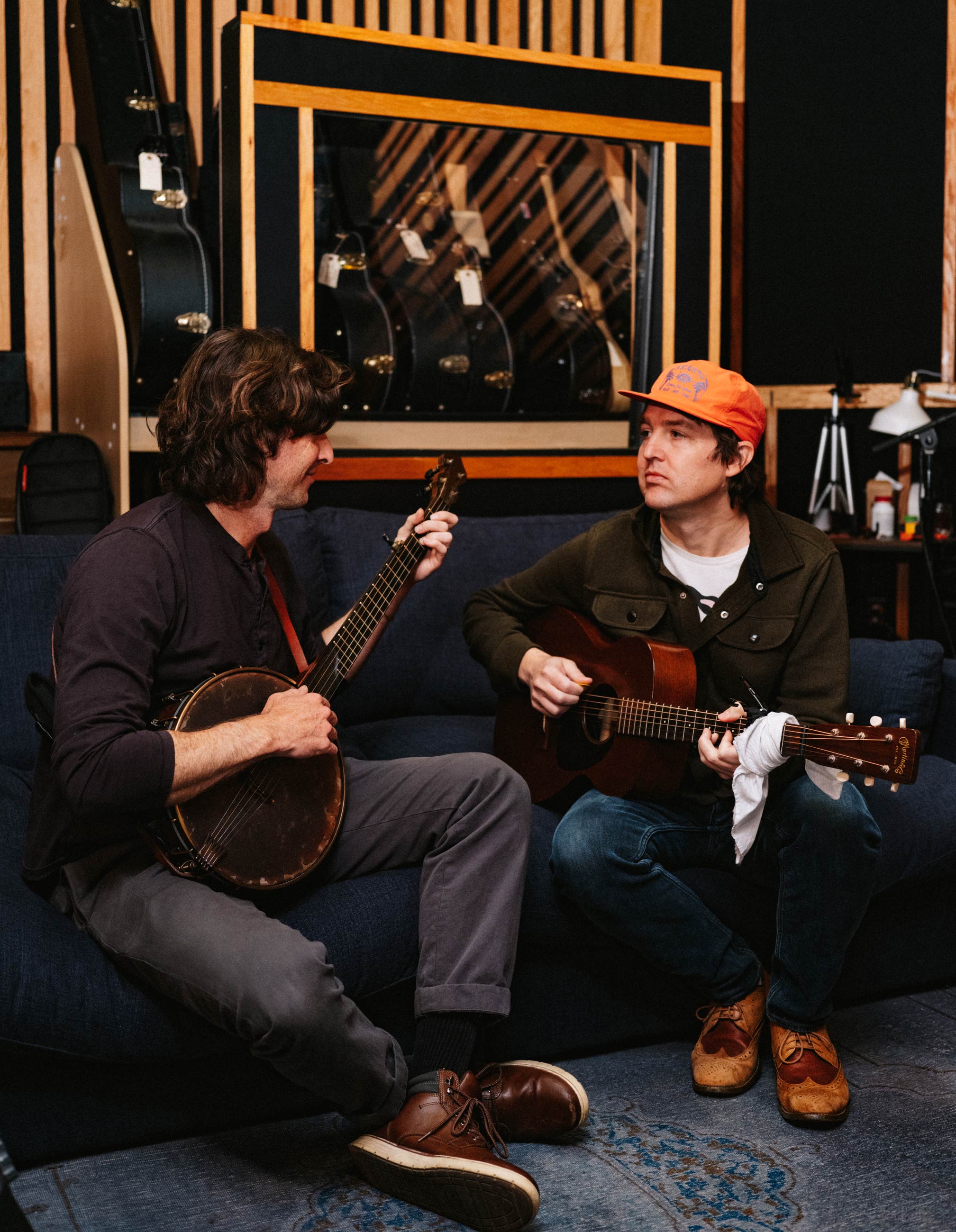 Milk Carton Kids in studio making music. 