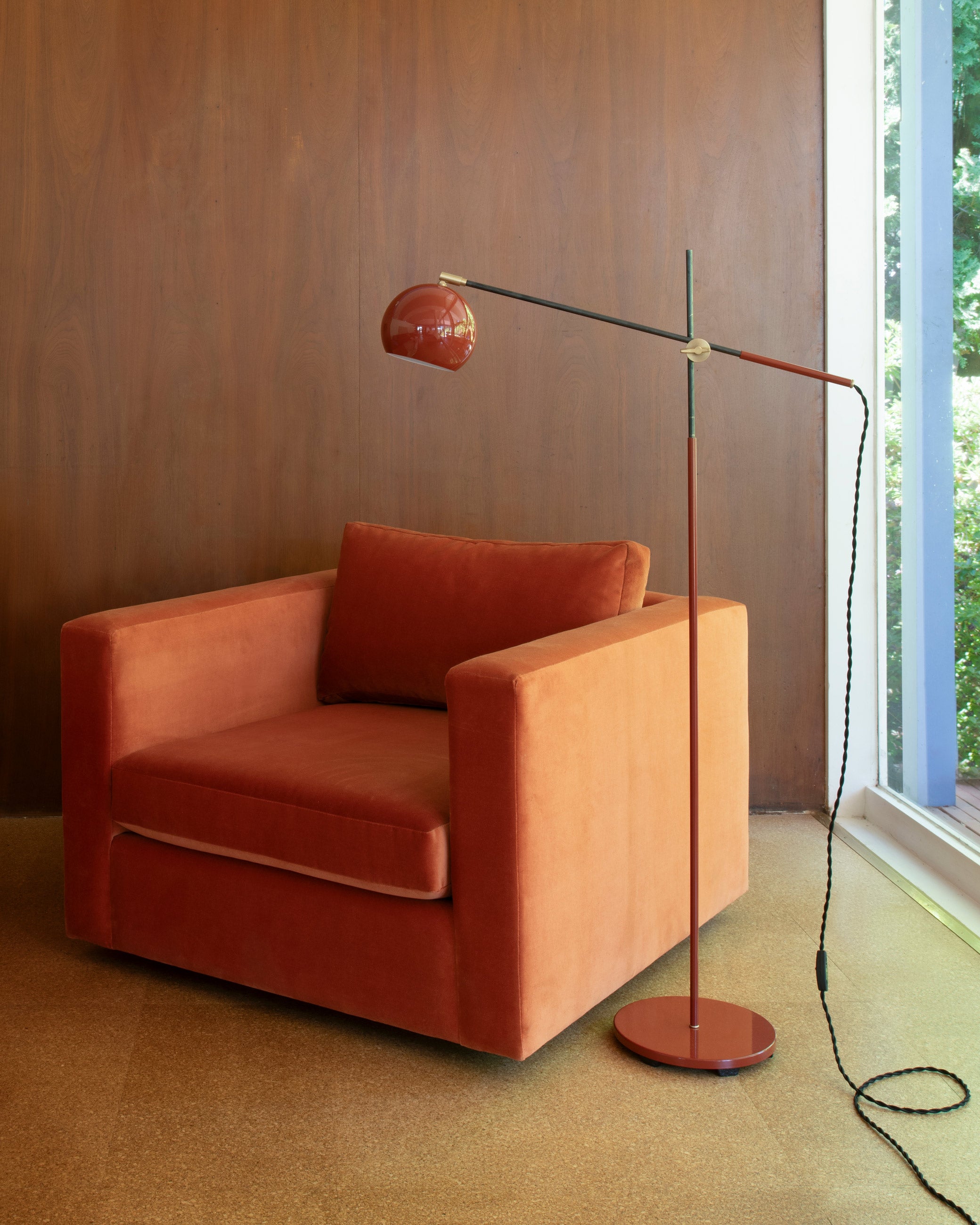 Luxurious armchair with standing lamp. 