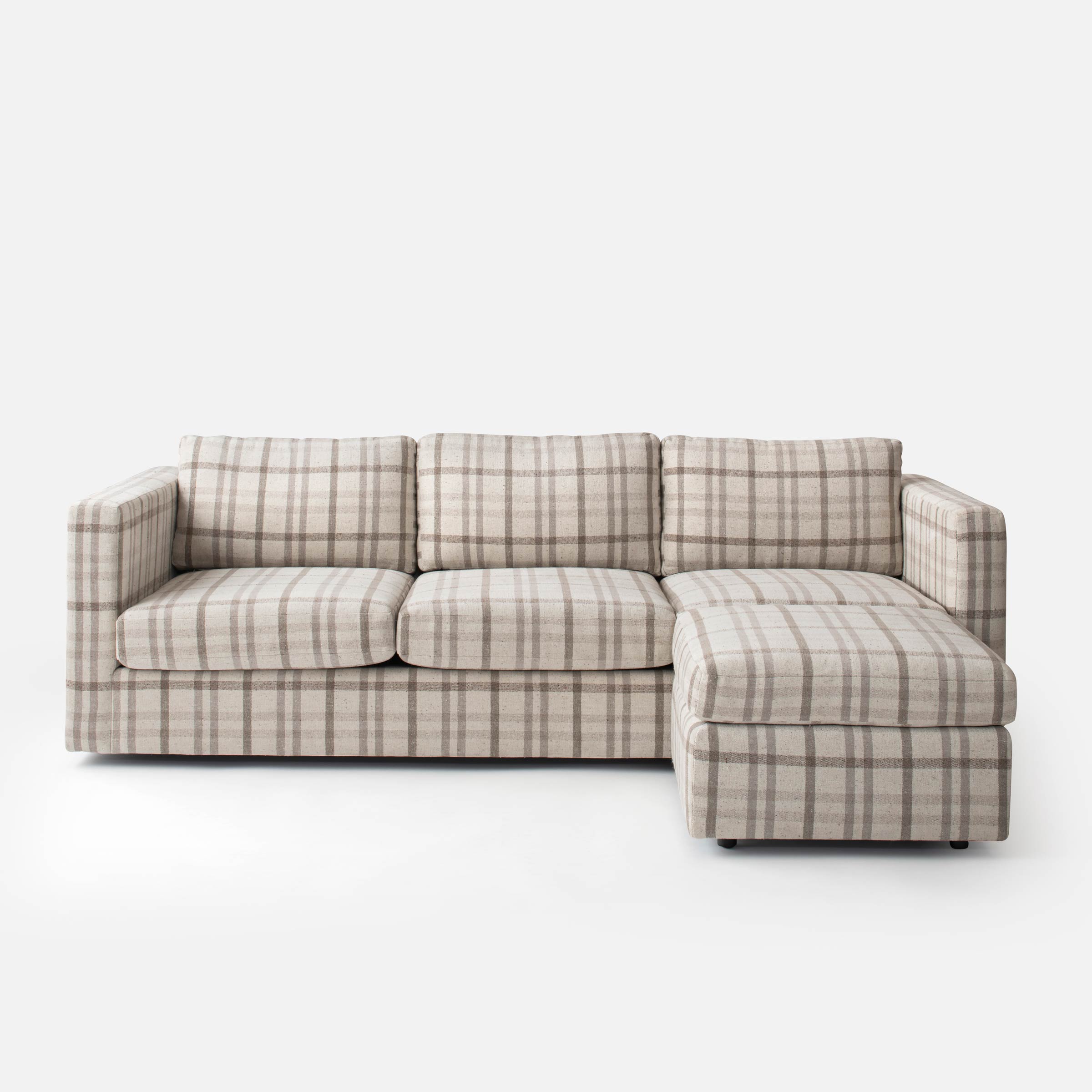 Milo sofa and ottoman in plaid