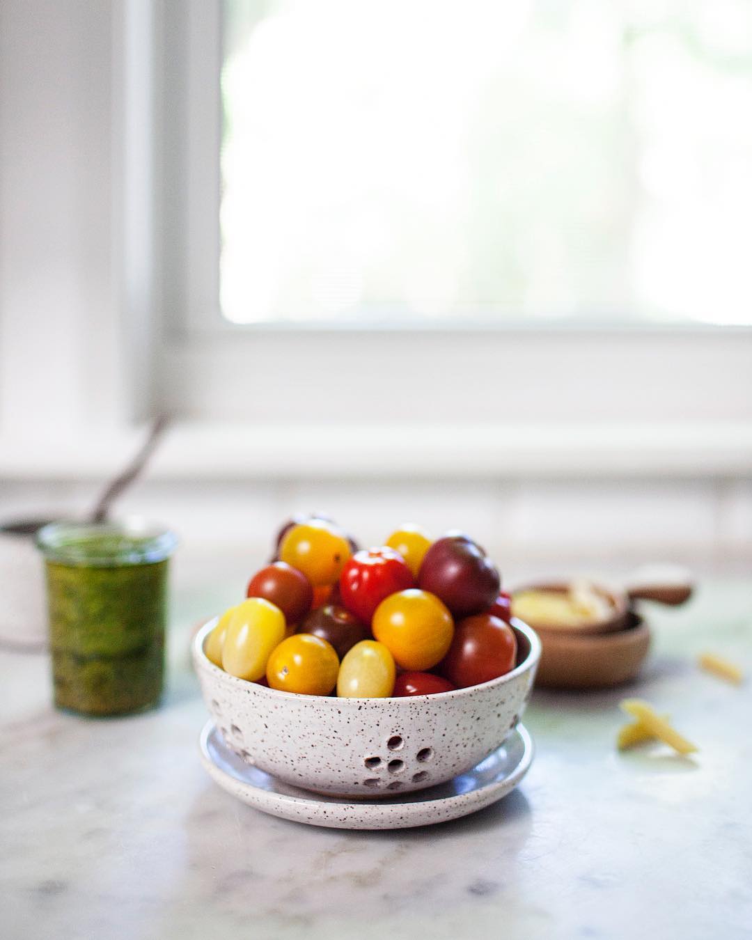 bowl of fruit on a counter
