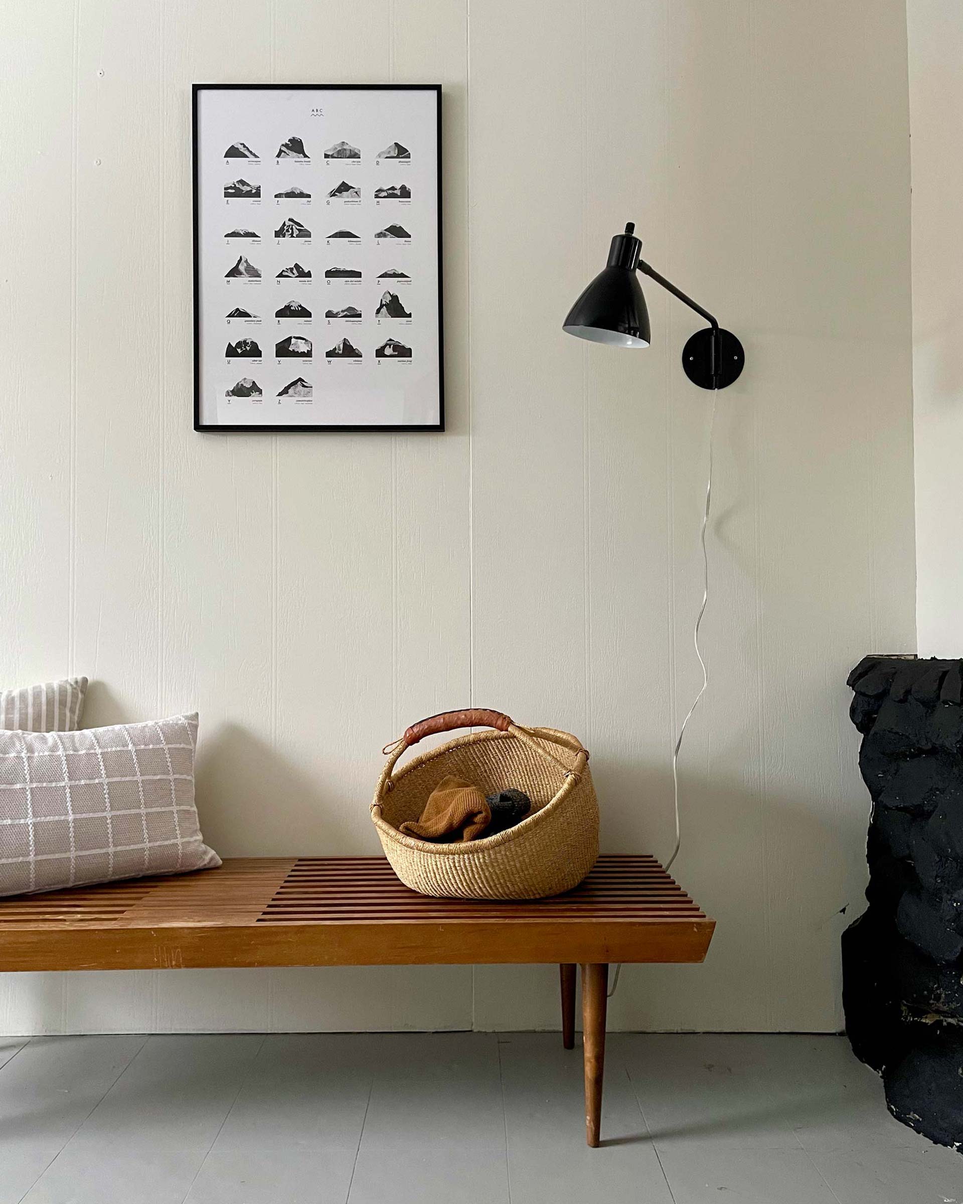 Mountains print in an entryway.