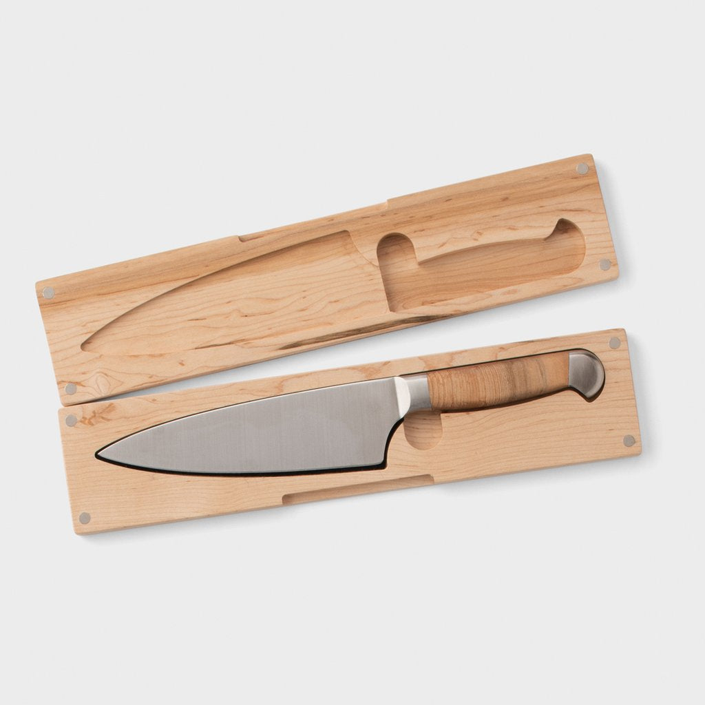 knife in a wooden knife case