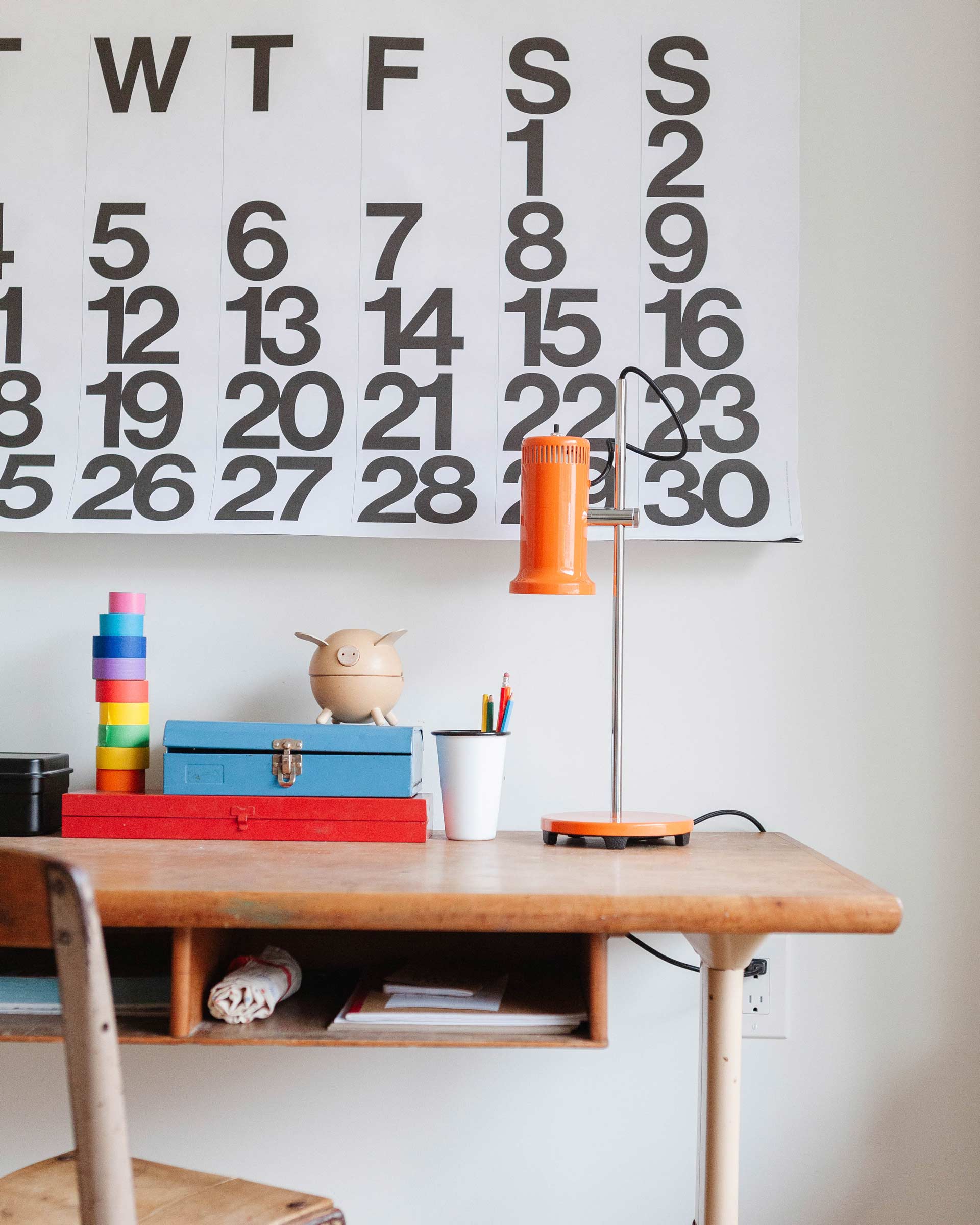 The Joe Task lamp in a kid's room desk. 