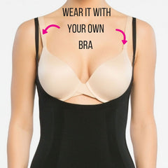 open bust spanx oncore wear with own bra