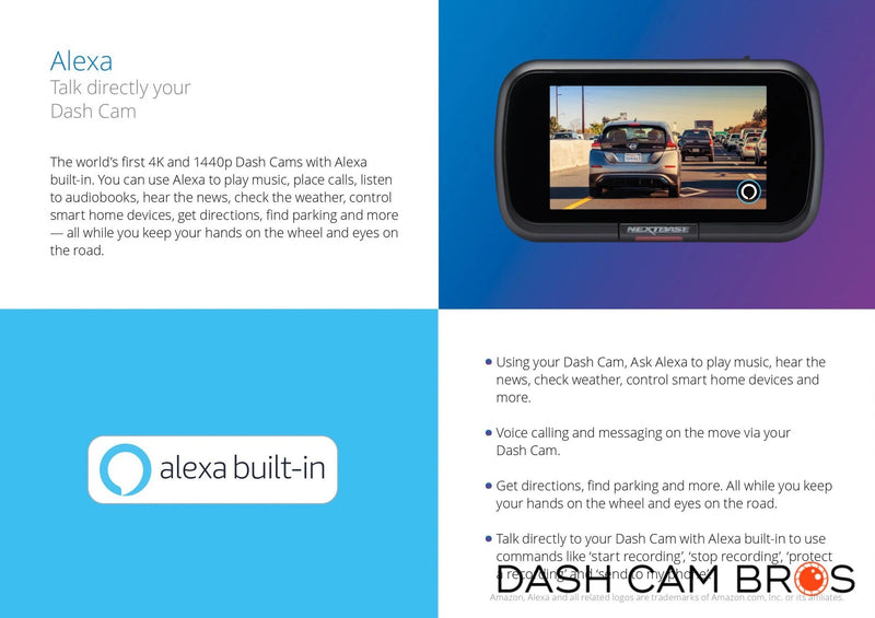 Nextbase 622GW Dash Cam Front and Rear Camera- Full 4K/30fps UHD Recording in Car Camera- WiFi Bluetooth GPS- Slow Motion 120fps- What3Words- Alexa 