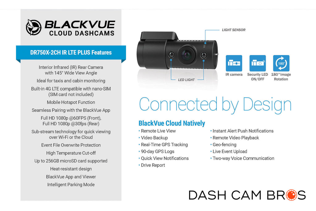 DR750X-2CH-IR-LTE-PLUS Front + Interior Dash Cam with Built-in 4G & SI –  BlackVue North America
