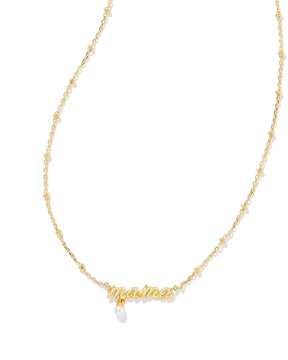Kendra Scott: Mama Script Necklace in Gold White Pearl