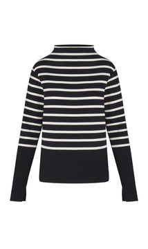 Spanx: AirEssentials Mock Pullover Stripe in Very Black Porcelain