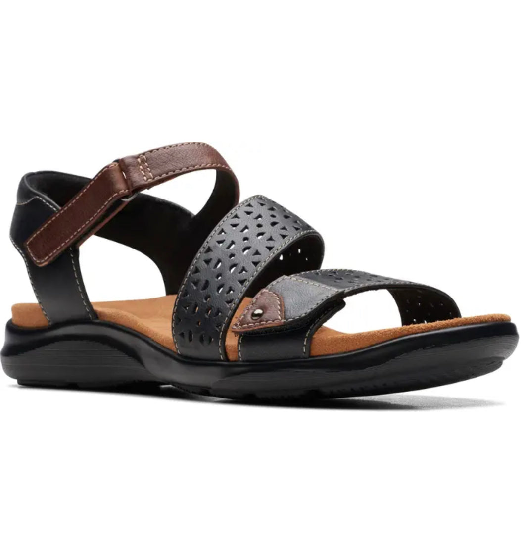 Clarks: Kitly Way Black Leather Sandals – The Boutique