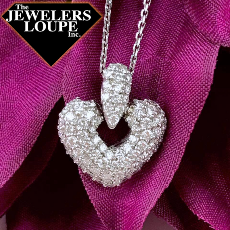 18k White Gold 76ctw Diamond Heart Pendant The Jewelers Loupe Inc