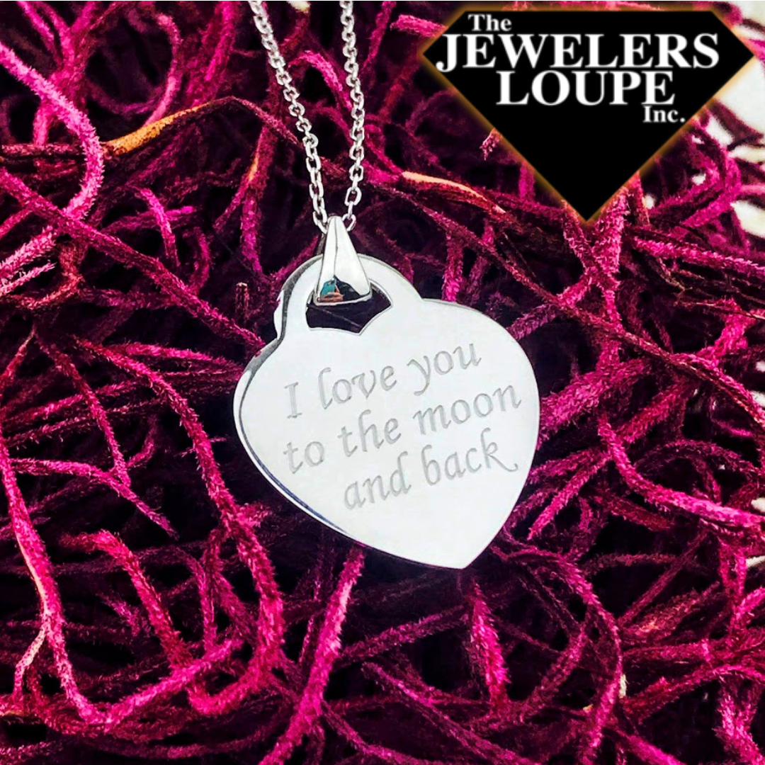 Sterling Silver I Love You To The Moon And Back Engraved Heart Neckl The Jewelers Loupe Inc