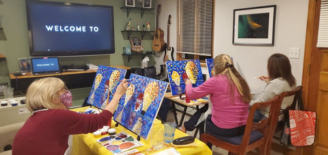Painting Party Tutorial being watched on big screen