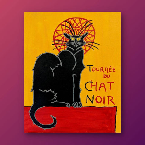 le chat noir acrylic painting idea