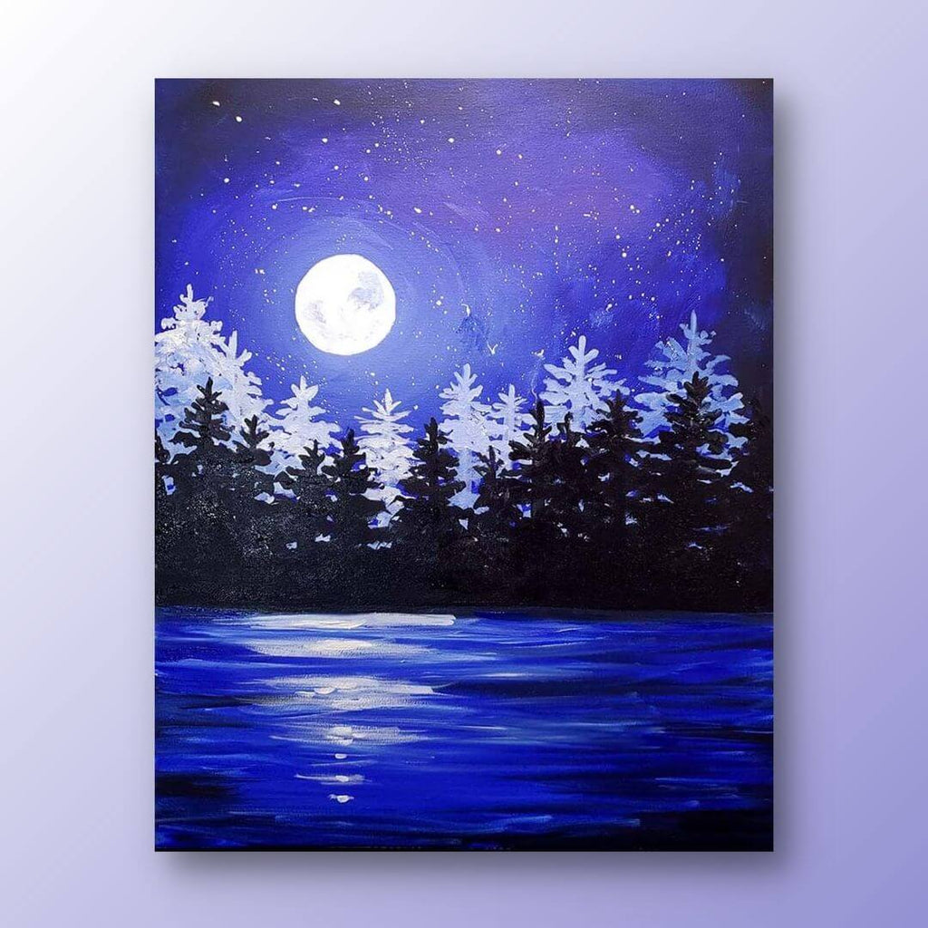 Winter Moon - Sip & Paint Art Kit and Flower Painting Tutorial