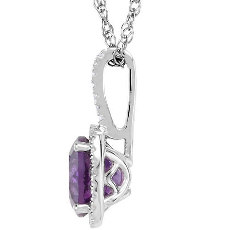 Sterling Silver February Birthstone Halo Necklace – Gigliotti Jewelers