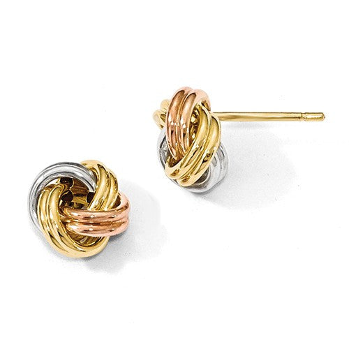 Tri Color Love Knot Earrings Gigliotti Jewelers