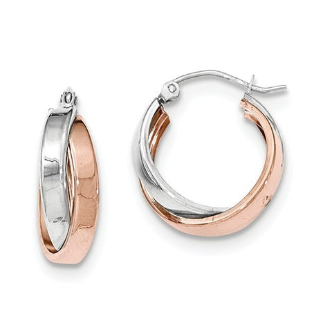 14 Karat Two Tone Gold Double Twist Round Hoop Earrings – Gigliotti ...