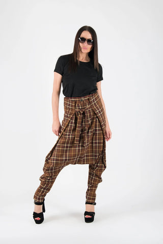 CHECK DROP CROTCH PANTS, JASMINE