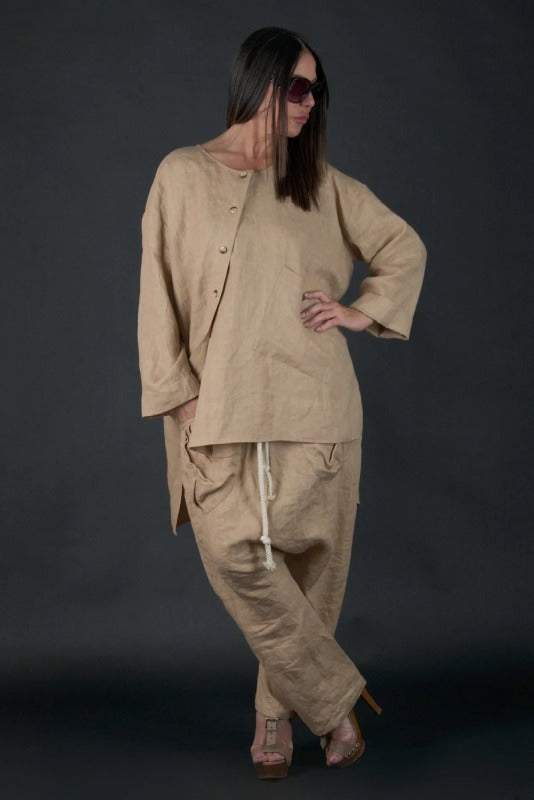 EUG Fashion beige linen co-ord set