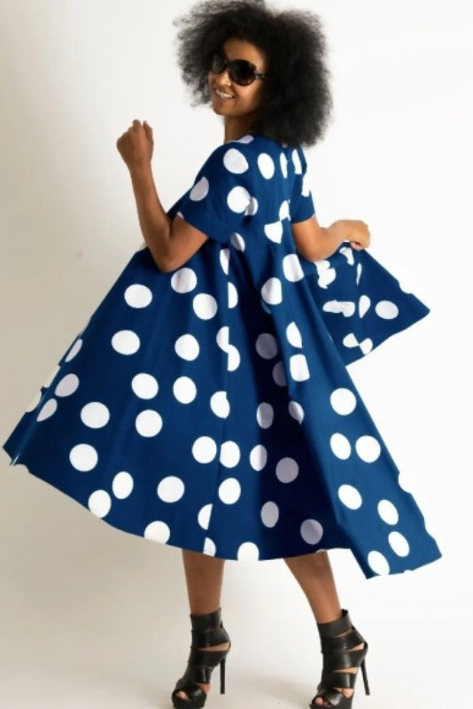 EUG Fashion flowy polka dress for women