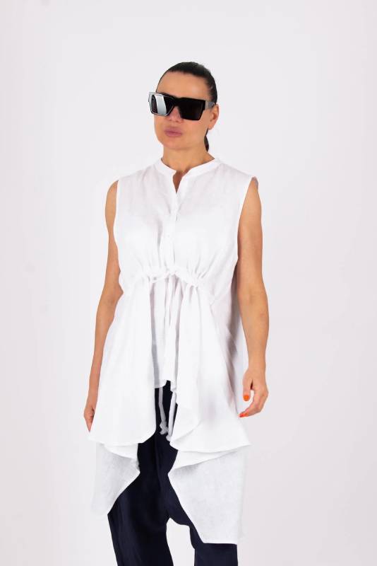 Linen Asymmetric Top DANIELA EUG Fashion Linen Tops & Tunic Collection