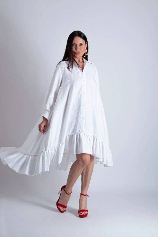 Linen Shirt Summer Dress VANESA EUG Fashion Linen Clothing