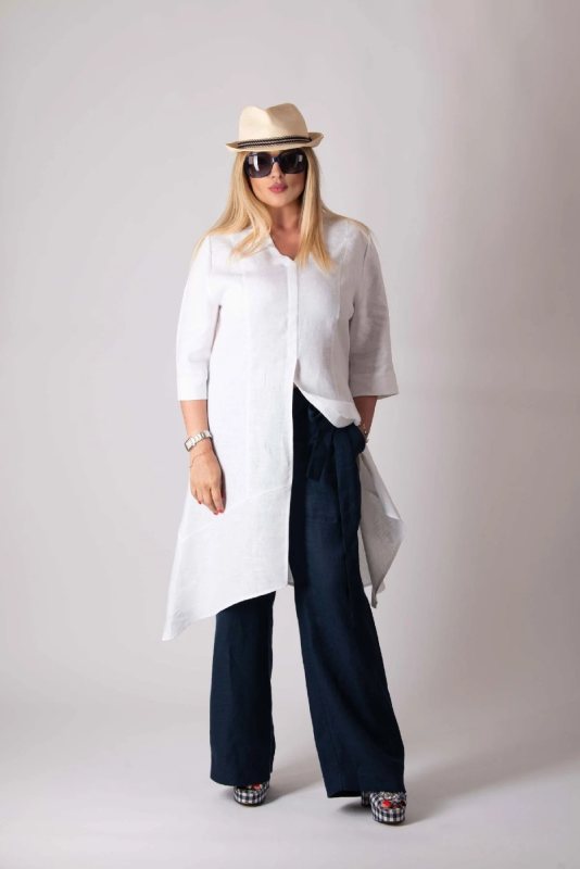 Long Linen Tunic EFFE EUG Fashion White Summer Collection