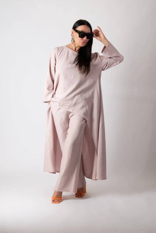 Two-piece wide linen set Jesika - EUG Fashion Linen Clothing
