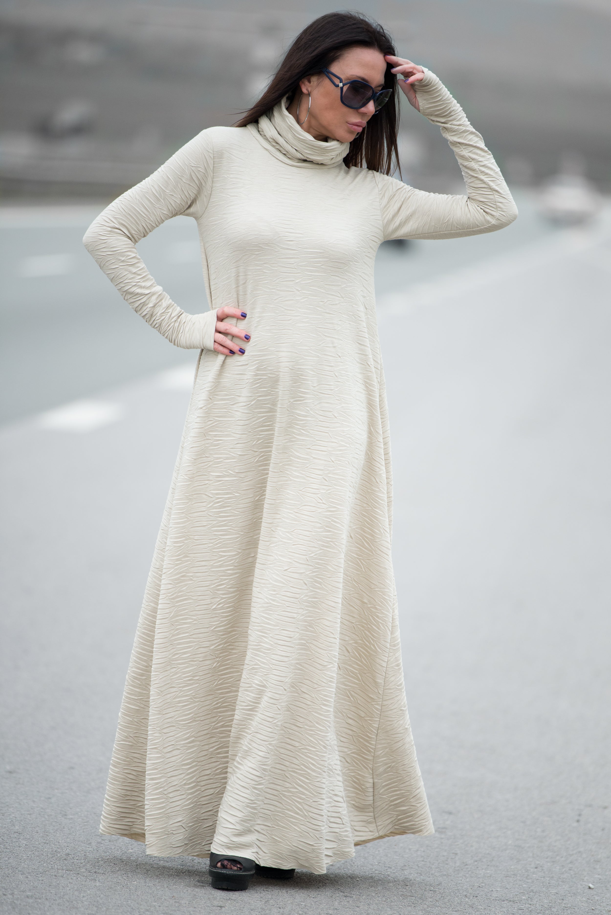 plus size turtleneck maxi dress