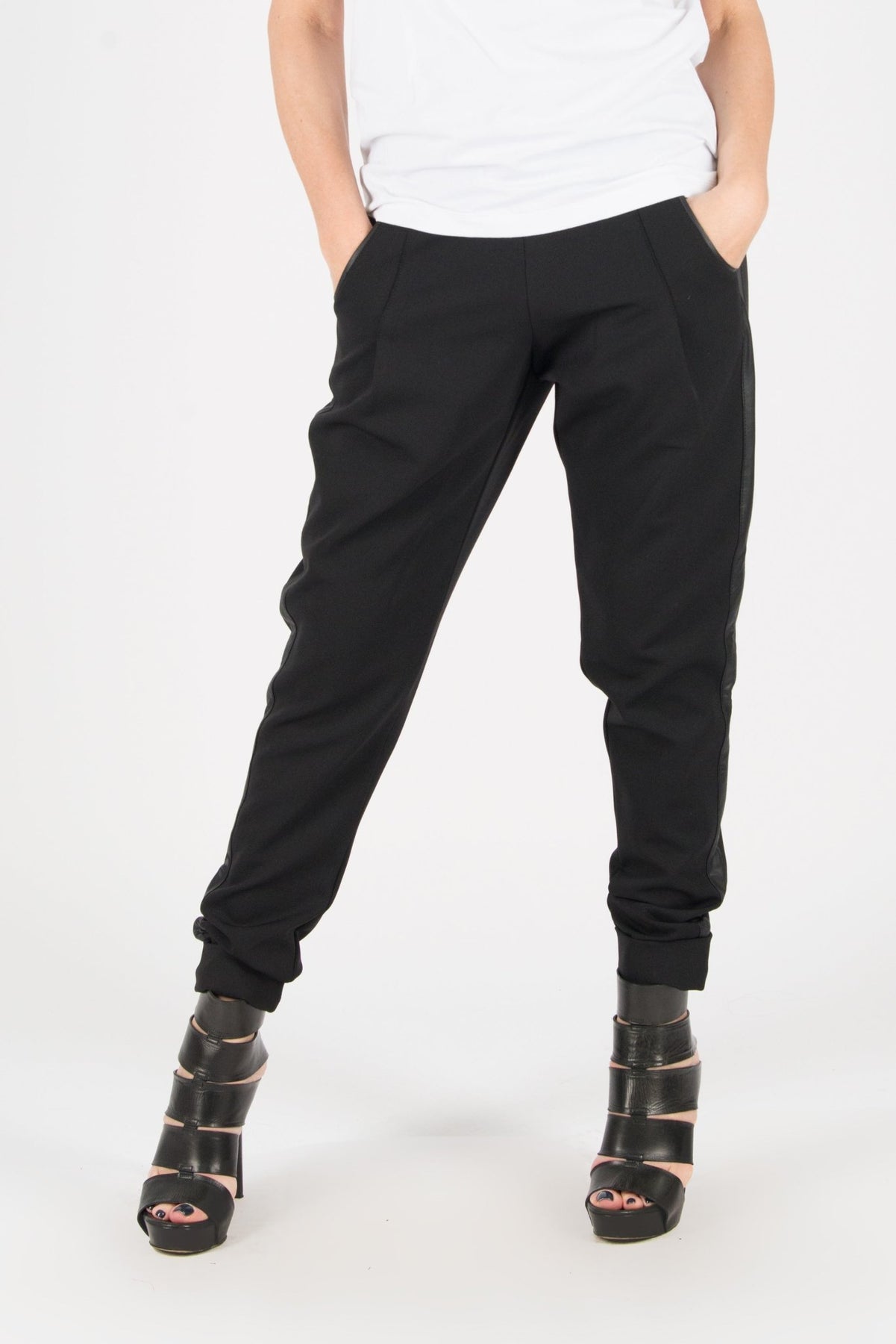 Black Cotton Tight Pants Black Elegant leggings - EugFashion#N#– EUG ...