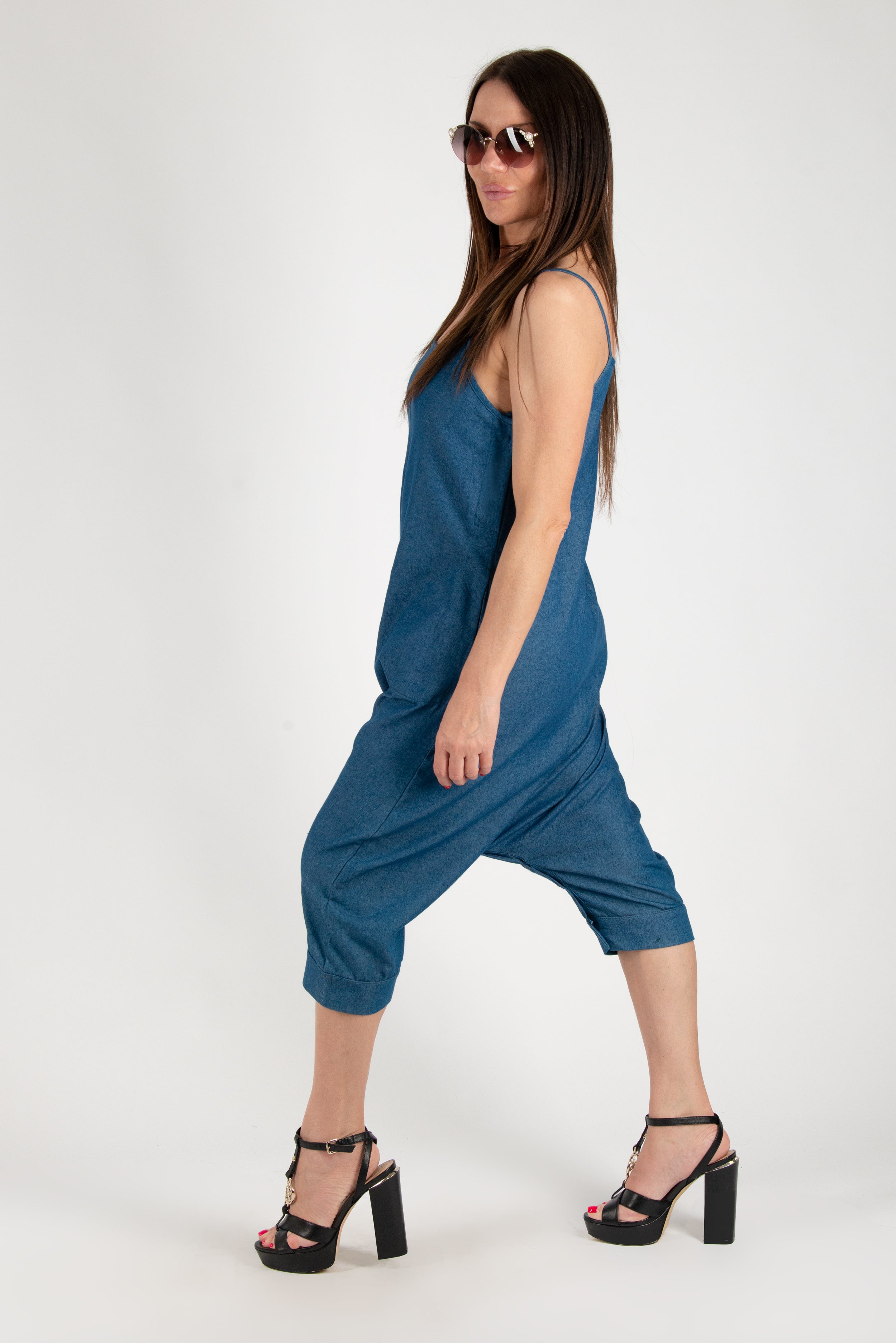 Linen Drop Crotch Women Jumpsuit | EUG Fashion